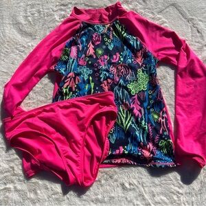 Lands’ End Long Sleeve Rash Gaurd and Swim Bottoms XL